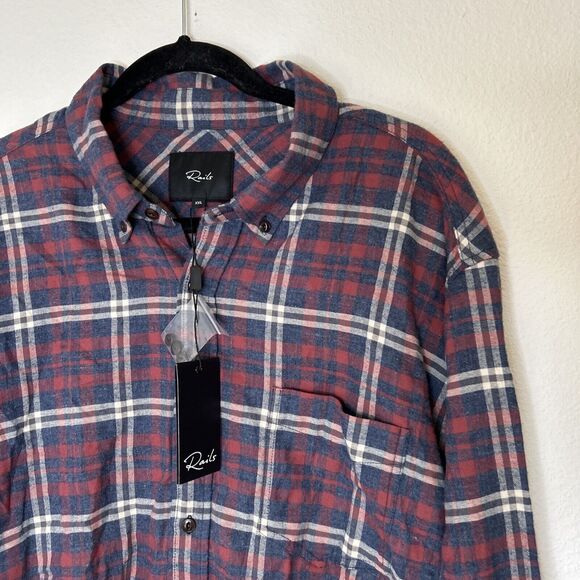 $128 Rails Mens Shirt XXL Felix Plaid Long Sleeve Button Down Cotton NEW - Picture 5 of 9